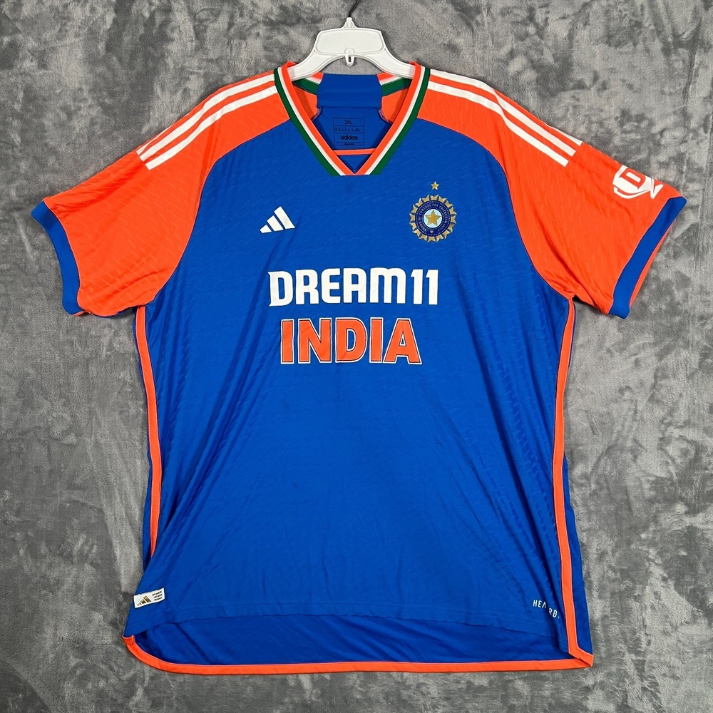 Adidas India Cricket T20 International Players Jersey Mens 3XL Blue Orange